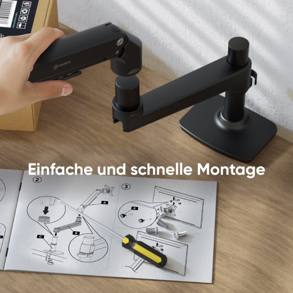 Tischhalterung für Monitor 17 -38  max 11 kg, Neigbar-schwenkbar, mit Drehfunktion, schwarz MS75 Mode – Bild 5