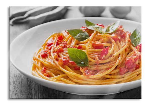 Rustikale italienische Spaghetti, Glasbild Schn?ppchen